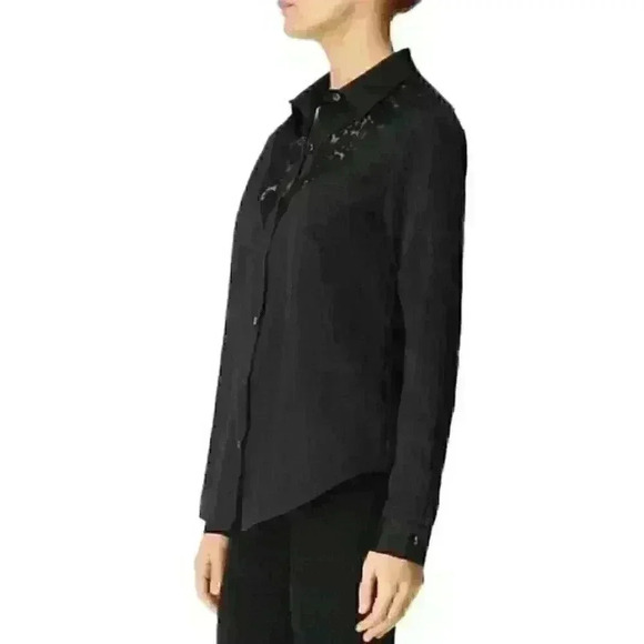 NEW! J Brand Womens M Lula Button-Front Lace Inset Shirt In Black NWT $228 - Picture 2 of 4